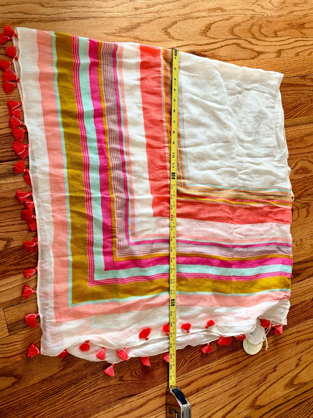 Spartina 449 NWT Multicolor Striped Linen Poncho Tassel Trim - Picture 9 of 10